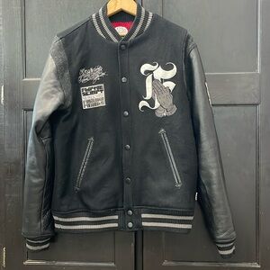 Foreign Family x Flip the Script Leather Varsity Jacket Large Vintage polo
